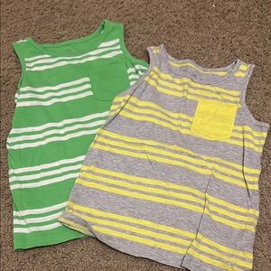 Kids Striped Tank Tops - Green and Gray